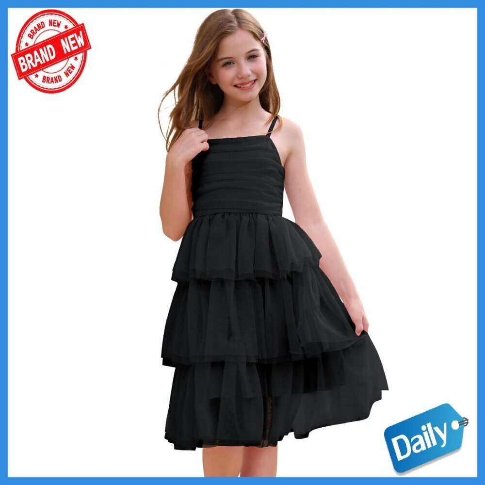 Girls Sleeveless Tiered Tulle Tutu Dress Party Graduation